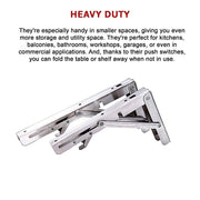 2x 20" Stainless Steel Folding Table Bracket Shelf Bench 50kg Load Heavy Duty V63-836671