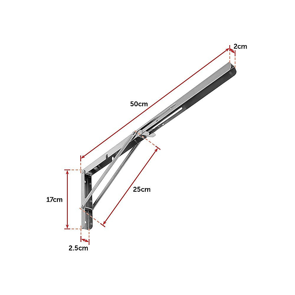2x 20" Stainless Steel Folding Table Bracket Shelf Bench 50kg Load Heavy Duty V63-836671