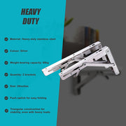 2x 20" Stainless Steel Folding Table Bracket Shelf Bench 50kg Load Heavy Duty V63-836671