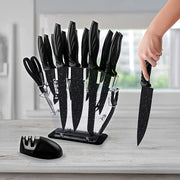 Kitchen 17 Piece Knife Set with Block and Sharpener Chef Knives V63-836691