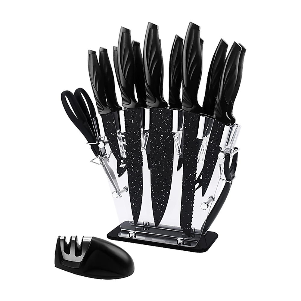 Kitchen 17 Piece Knife Set with Block and Sharpener Chef Knives V63-836691