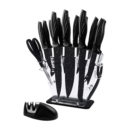 Kitchen 17 Piece Knife Set with Block and Sharpener Chef Knives V63-836691