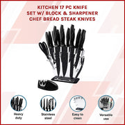 Kitchen 17 Piece Knife Set with Block and Sharpener Chef Knives V63-836691