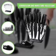 Kitchen 17 Piece Knife Set with Block and Sharpener Chef Knives V63-836691