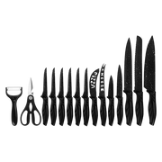 Kitchen 17 Piece Knife Set with Block and Sharpener Chef Knives V63-836691