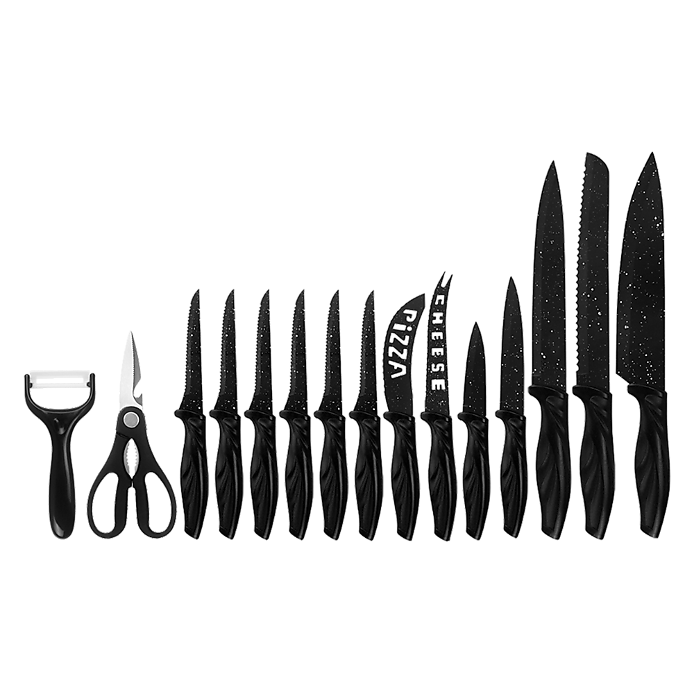 Kitchen 17 Piece Knife Set with Block and Sharpener Chef Knives V63-836691