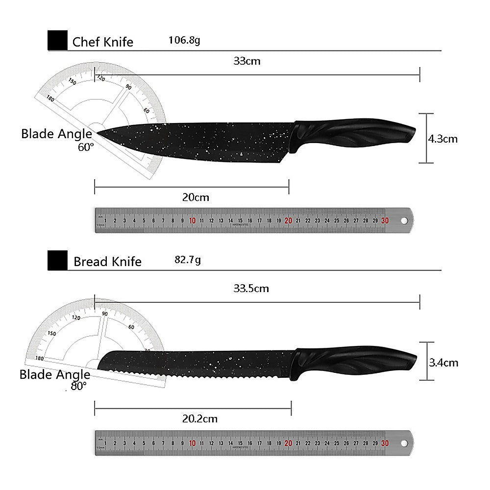 Kitchen 17 Piece Knife Set with Block and Sharpener Chef Knives V63-836691