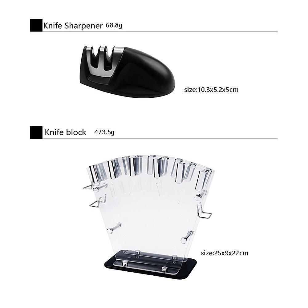 Kitchen 17 Piece Knife Set with Block and Sharpener Chef Knives V63-836691