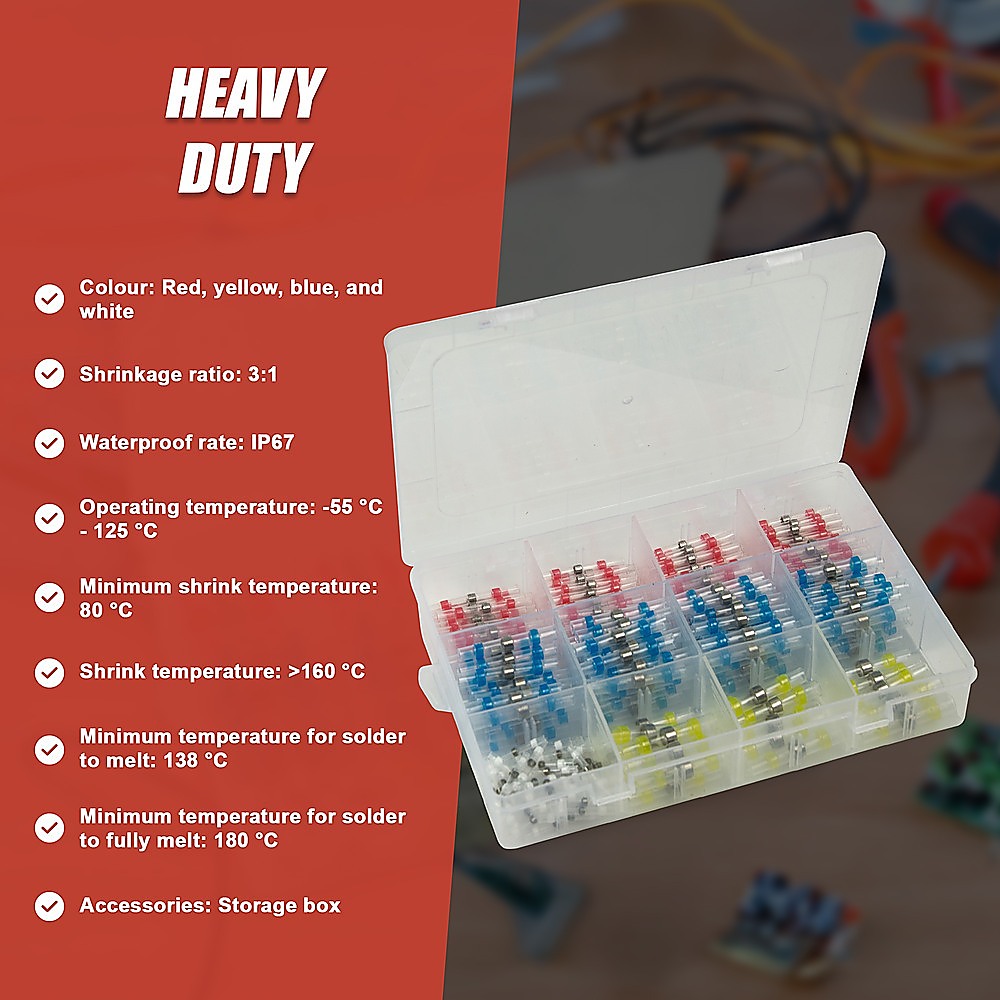 250PCS Waterproof Solder Seal Sleeve Heat Shrink Butt Wire Connectors Terminals V63-836721