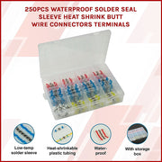 250PCS Waterproof Solder Seal Sleeve Heat Shrink Butt Wire Connectors Terminals V63-836721