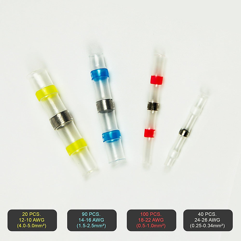 250PCS Waterproof Solder Seal Sleeve Heat Shrink Butt Wire Connectors Terminals V63-836721