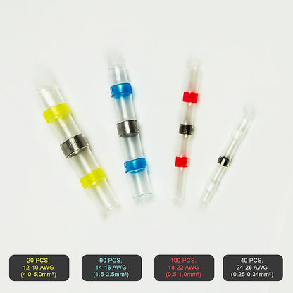 250PCS Waterproof Solder Seal Sleeve Heat Shrink Butt Wire Connectors Terminals V63-836721
