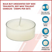 Bulk Buy Unscented SOY WAX Tealights, Soy Wax Tealight Candles - (100pc per set) V63-836731