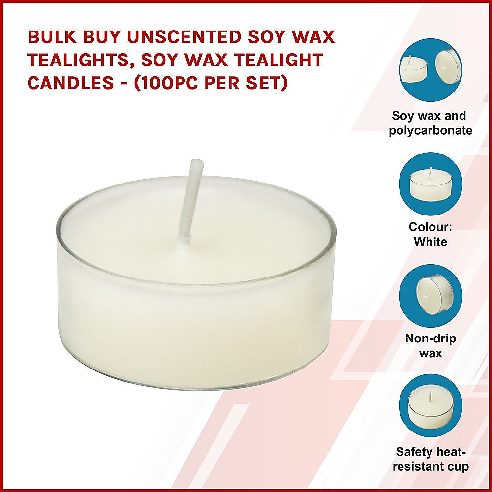 Bulk Buy Unscented SOY WAX Tealights, Soy Wax Tealight Candles - (100pc per set) V63-836731