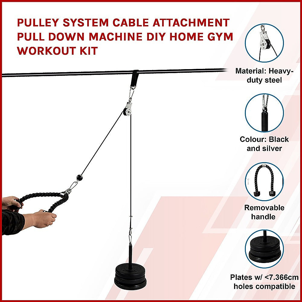Pulley System Cable Attachment Pull Down Machine DIY Home Gym Workout Kit V63-836741