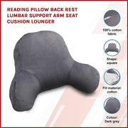 52cm Reading Pillow Back Rest Lumbar Support Arm Seat Cushion Lounger In Dark Grey For Comfortable Relaxation V63-836921