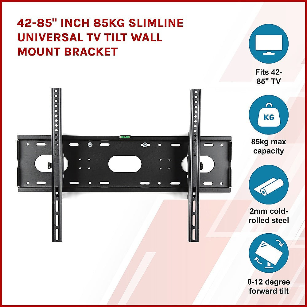 42-85" Inch 85kg Slimline Universal TV Tilt Wall Mount Bracket V63-836941