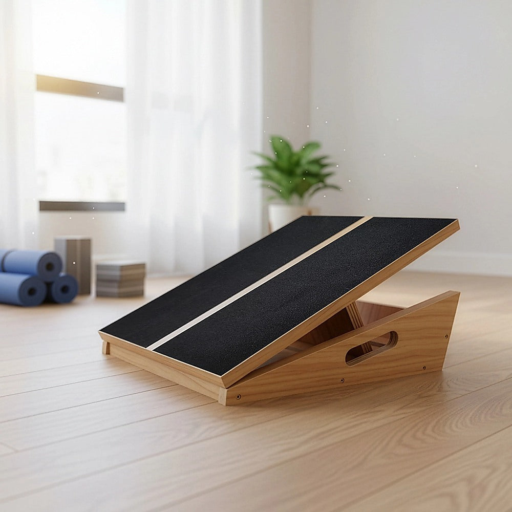 Wooden Slant Exercise Board With Adjustable Incline And Non-Slip Surface V63-836991