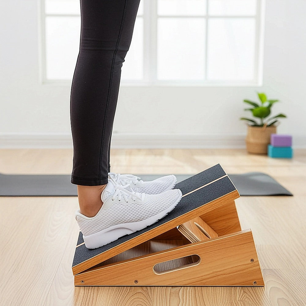 Wooden Slant Exercise Board With Adjustable Incline And Non-Slip Surface V63-836991