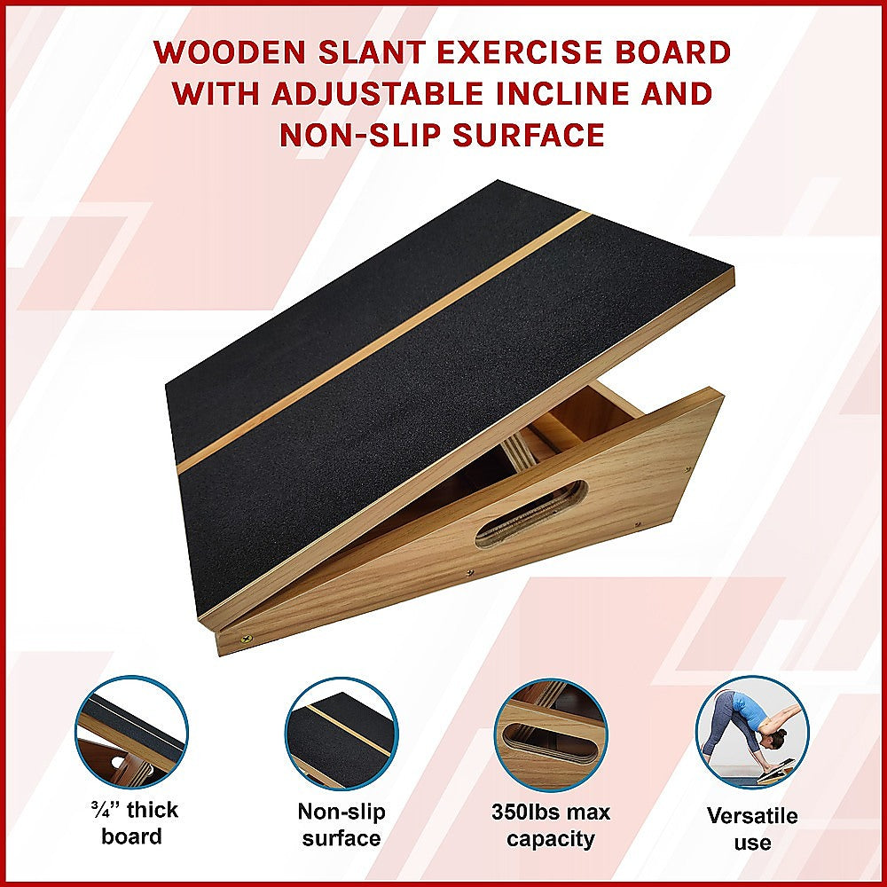 Wooden Slant Exercise Board With Adjustable Incline And Non-Slip Surface V63-836991