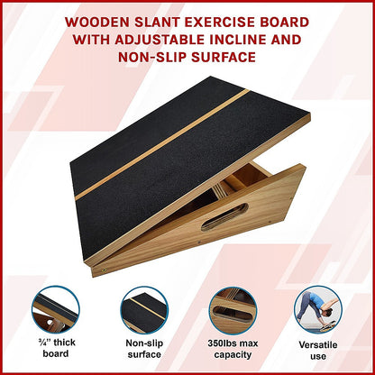 Wooden Slant Exercise Board With Adjustable Incline And Non-Slip Surface V63-836991