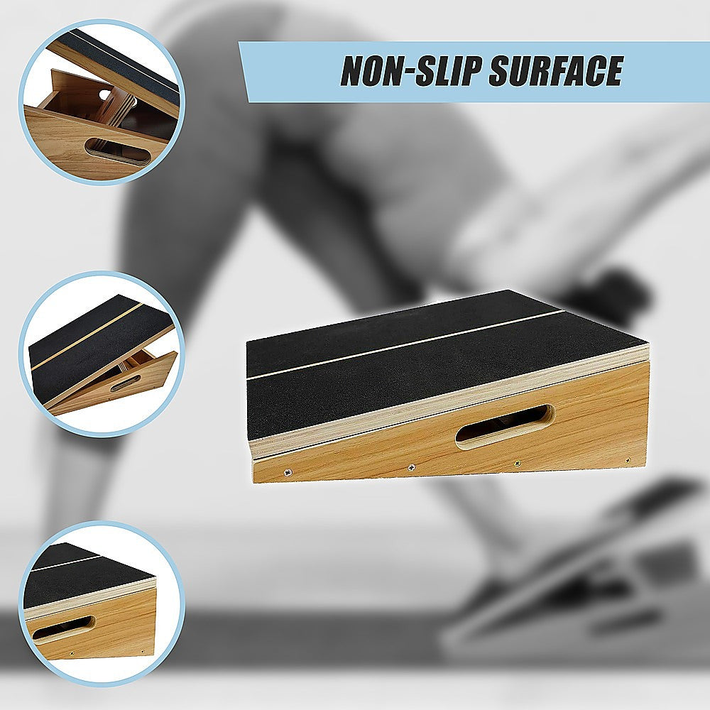Wooden Slant Exercise Board With Adjustable Incline And Non-Slip Surface V63-836991