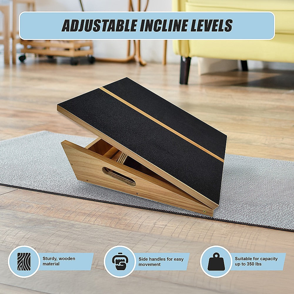 Wooden Slant Exercise Board With Adjustable Incline And Non-Slip Surface V63-836991