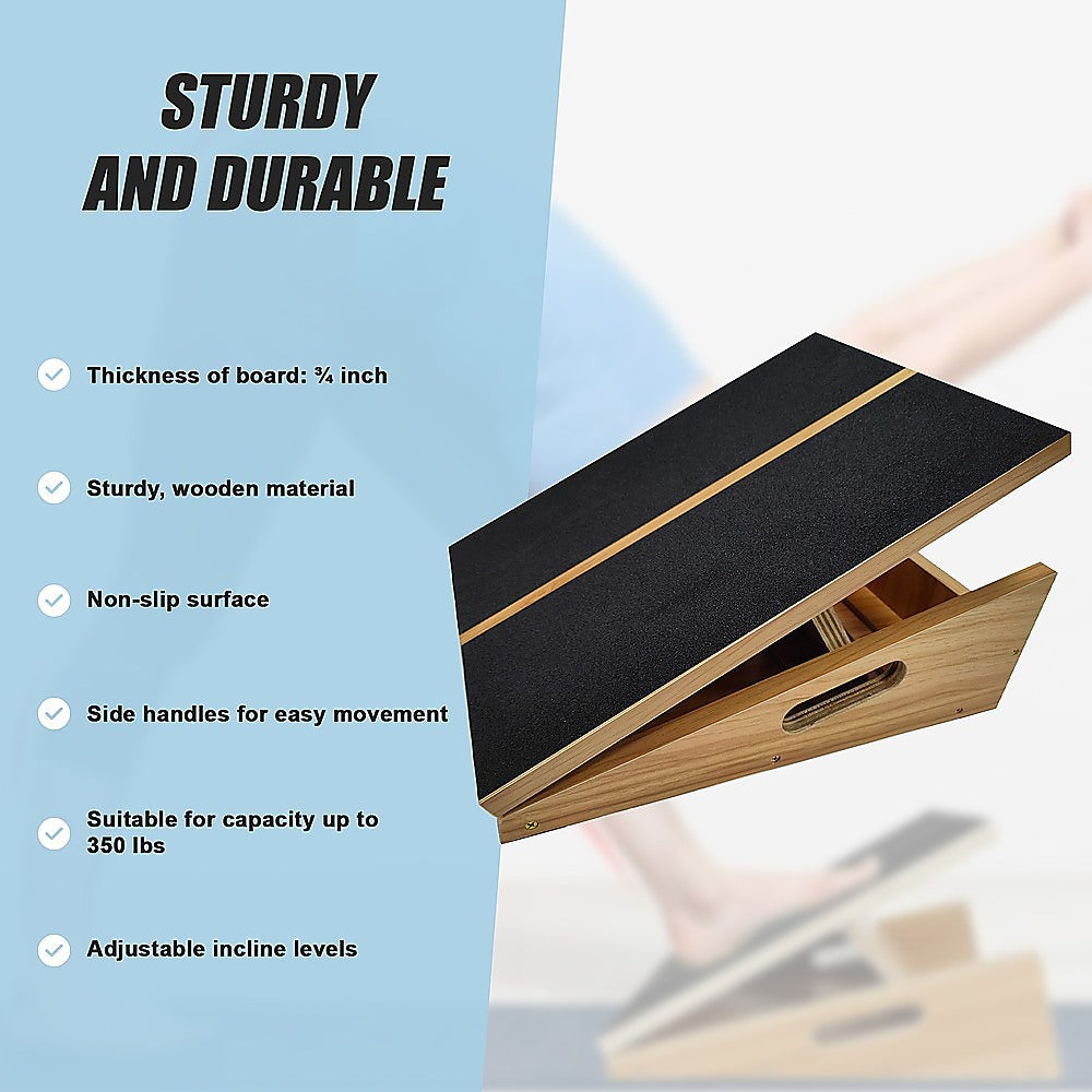 Wooden Slant Exercise Board With Adjustable Incline And Non-Slip Surface V63-836991