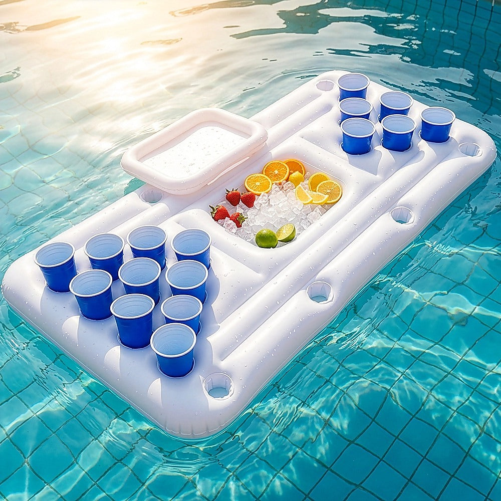 Big PVC Inflatable Beer Pong Raft Floating Pool Party Pong Game Table Lounge Toy V63-837011