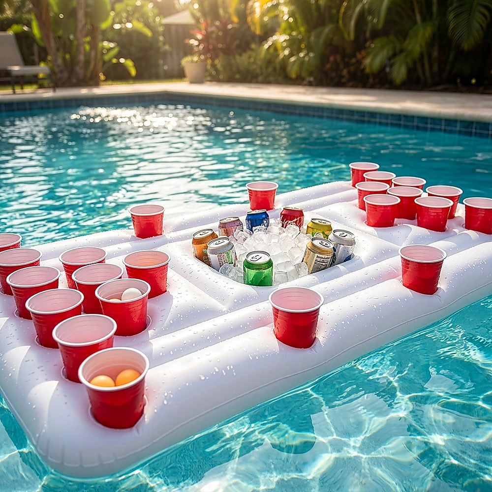 Big PVC Inflatable Beer Pong Raft Floating Pool Party Pong Game Table Lounge Toy V63-837011