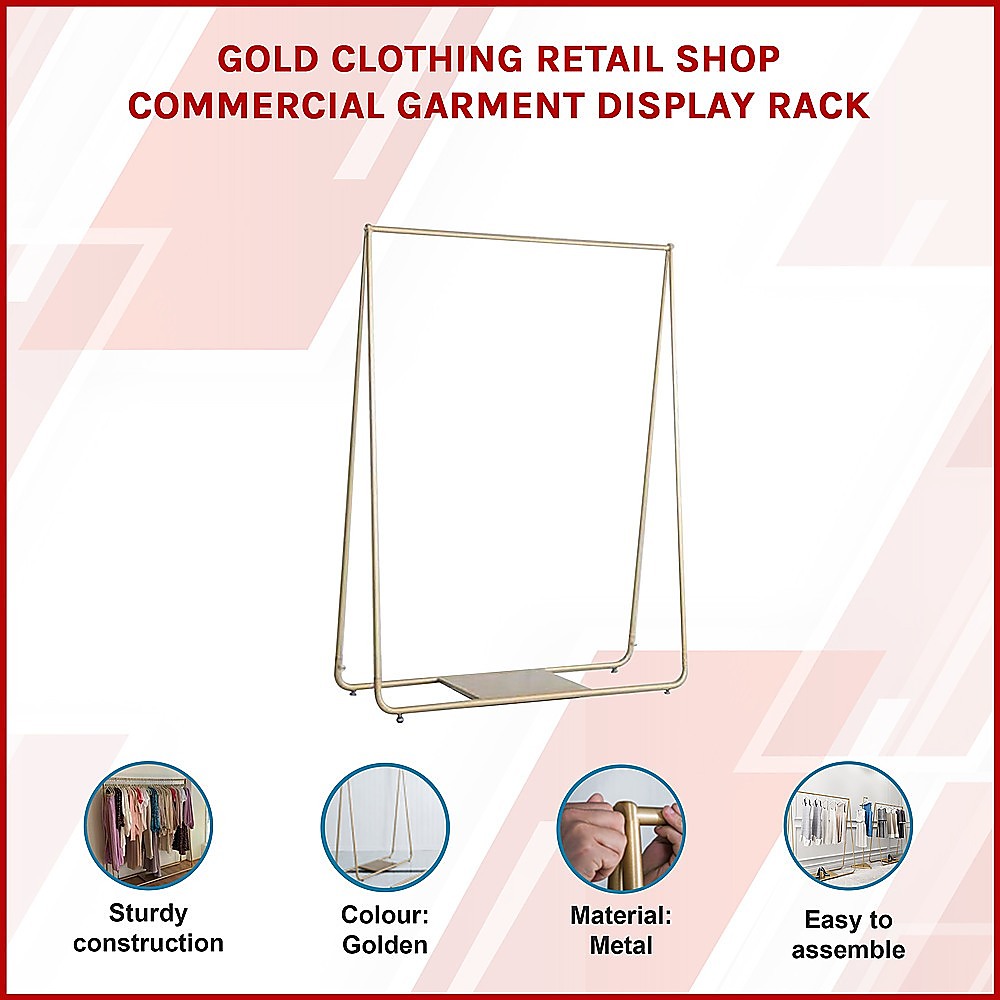 Gold Clothing Retail Shop Commercial Garment Display Rack V63-837021