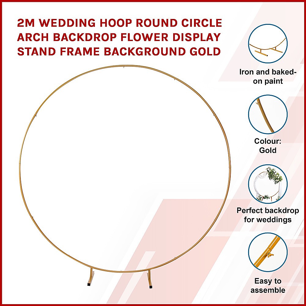 2M Wedding Hoop Round Circle Arch Backdrop Flower Display Stand Frame Background V63-837031