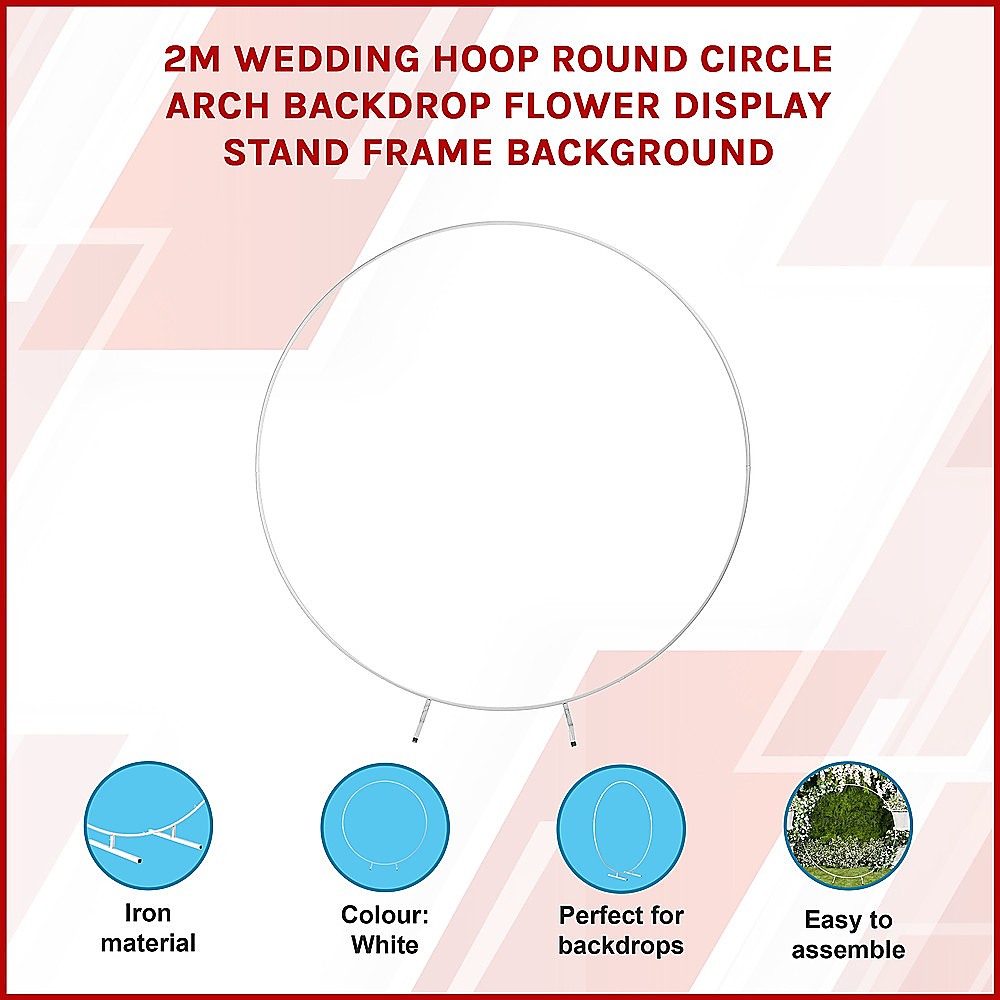 2M Wedding Hoop Round Circle Arch Backdrop Flower Display Stand Frame Background V63-837041
