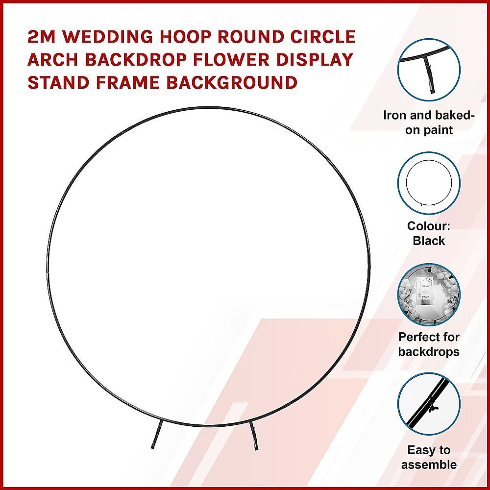 2M Wedding Hoop Round Circle Arch Backdrop Flower Display Stand Frame Background V63-837051