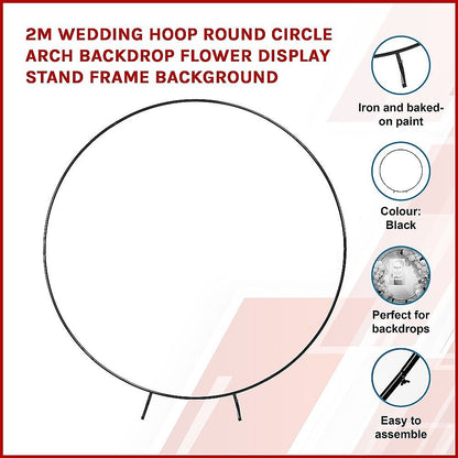 2M Wedding Hoop Round Circle Arch Backdrop Flower Display Stand Frame Background V63-837051