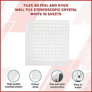 Tiles 3D Peel and Stick Wall Tile Stereoscopic Crystal White 10 Sheets V63-837061