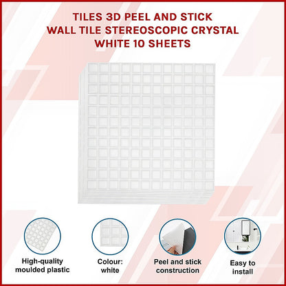 Tiles 3D Peel and Stick Wall Tile Stereoscopic Crystal White 10 Sheets V63-837061