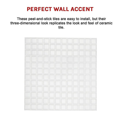 Tiles 3D Peel and Stick Wall Tile Stereoscopic Crystal White 10 Sheets V63-837061