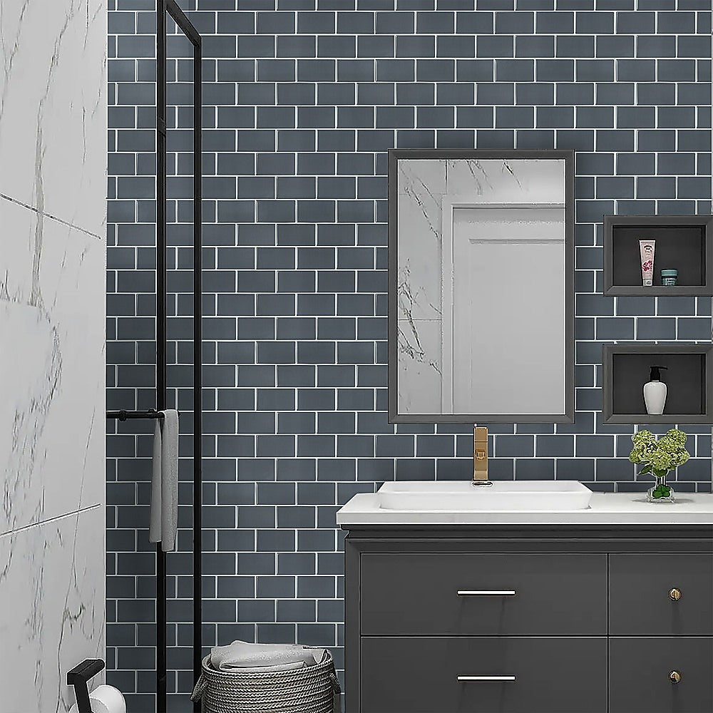 Tiles 3D Peel and Stick Wall Tile Dark Grey 10 Sheets V63-837071