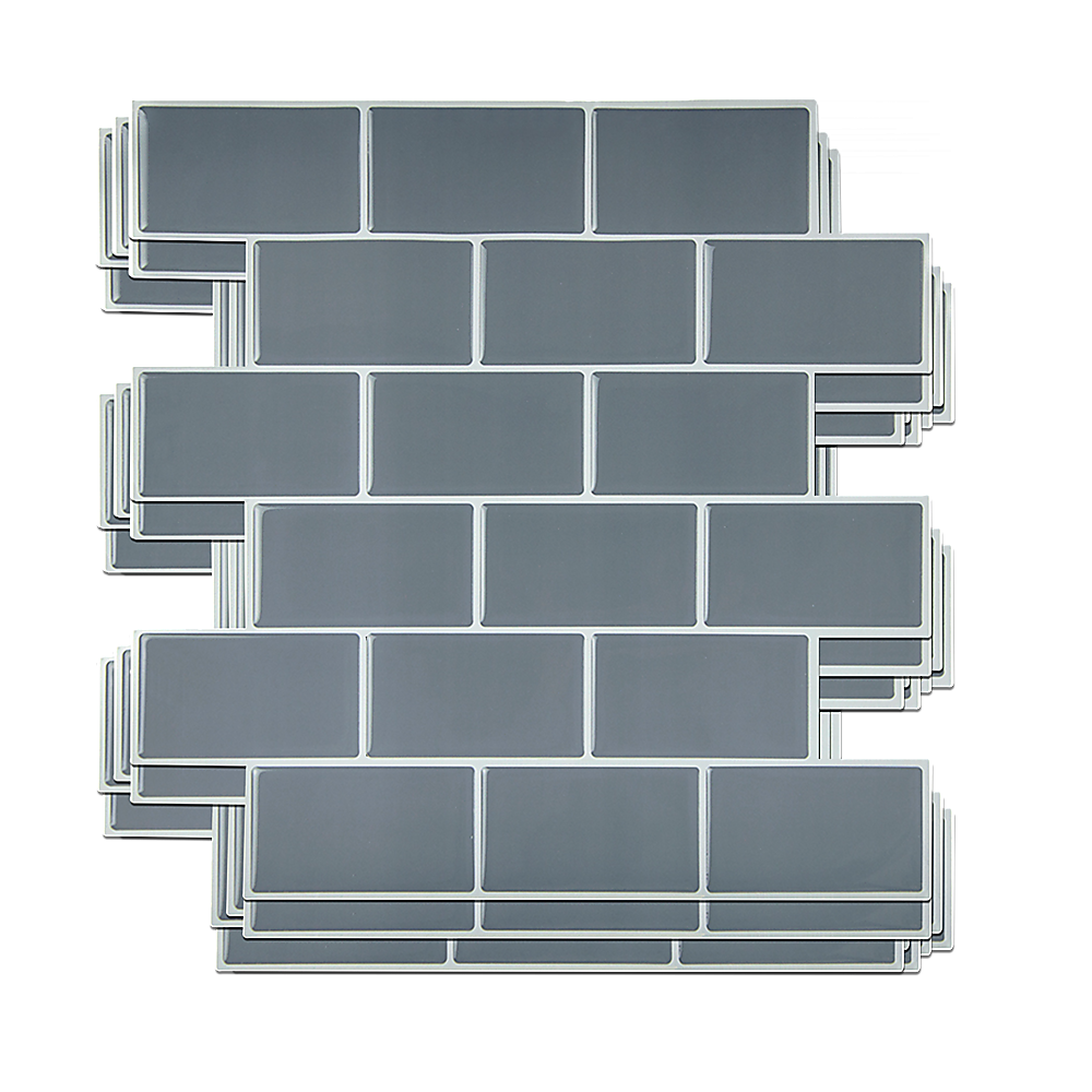 Tiles 3D Peel and Stick Wall Tile Dark Grey 10 Sheets V63-837071