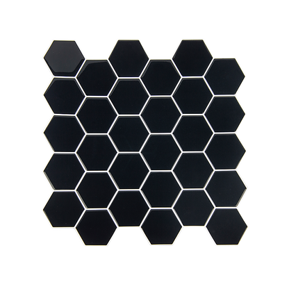 Tiles 3D Peel and Stick Wall Tile Hexagonal Mosaic Black 10 Sheets V63-837081