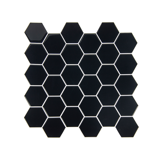 Tiles 3D Peel and Stick Wall Tile Hexagonal Mosaic Black 10 Sheets V63-837081