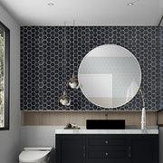 Tiles 3D Peel and Stick Wall Tile Hexagonal Mosaic Black 10 Sheets V63-837081