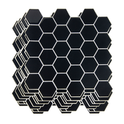 Tiles 3D Peel and Stick Wall Tile Hexagonal Mosaic Black 10 Sheets V63-837081