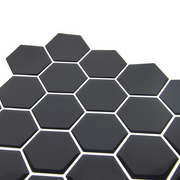Tiles 3D Peel and Stick Wall Tile Hexagonal Mosaic Black 10 Sheets V63-837081