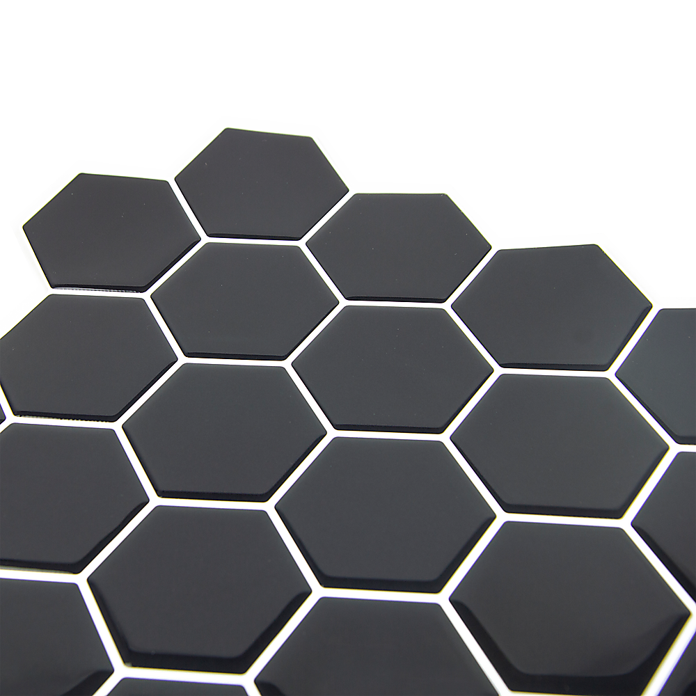 Tiles 3D Peel and Stick Wall Tile Hexagonal Mosaic Black 10 Sheets V63-837081