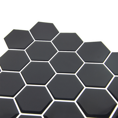 Tiles 3D Peel and Stick Wall Tile Hexagonal Mosaic Black 10 Sheets V63-837081