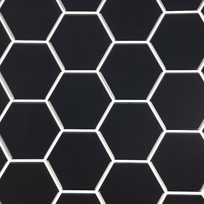 Tiles 3D Peel and Stick Wall Tile Hexagonal Mosaic Black 10 Sheets V63-837081