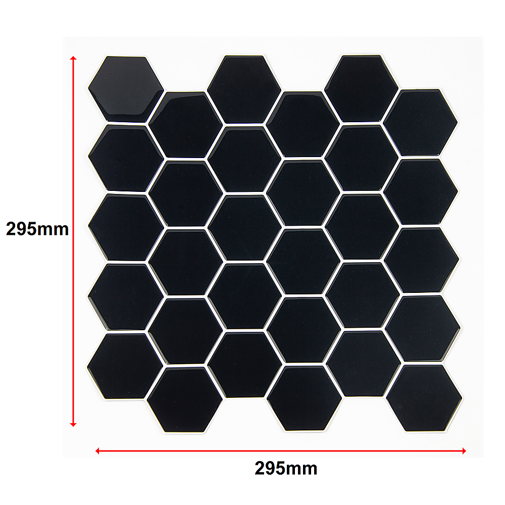 Tiles 3D Peel and Stick Wall Tile Hexagonal Mosaic Black 10 Sheets V63-837081