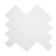 Tiles 3D Peel and Stick Wall Tile Herringbone White 10 Sheets V63-837091